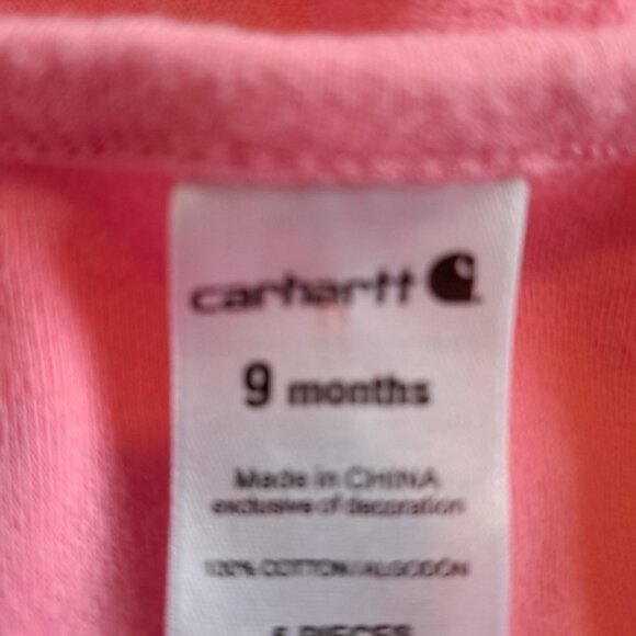 Carhartt girls size 9 months pink short sleeve shirt with plaid butterfly design - Picture 3 of 3